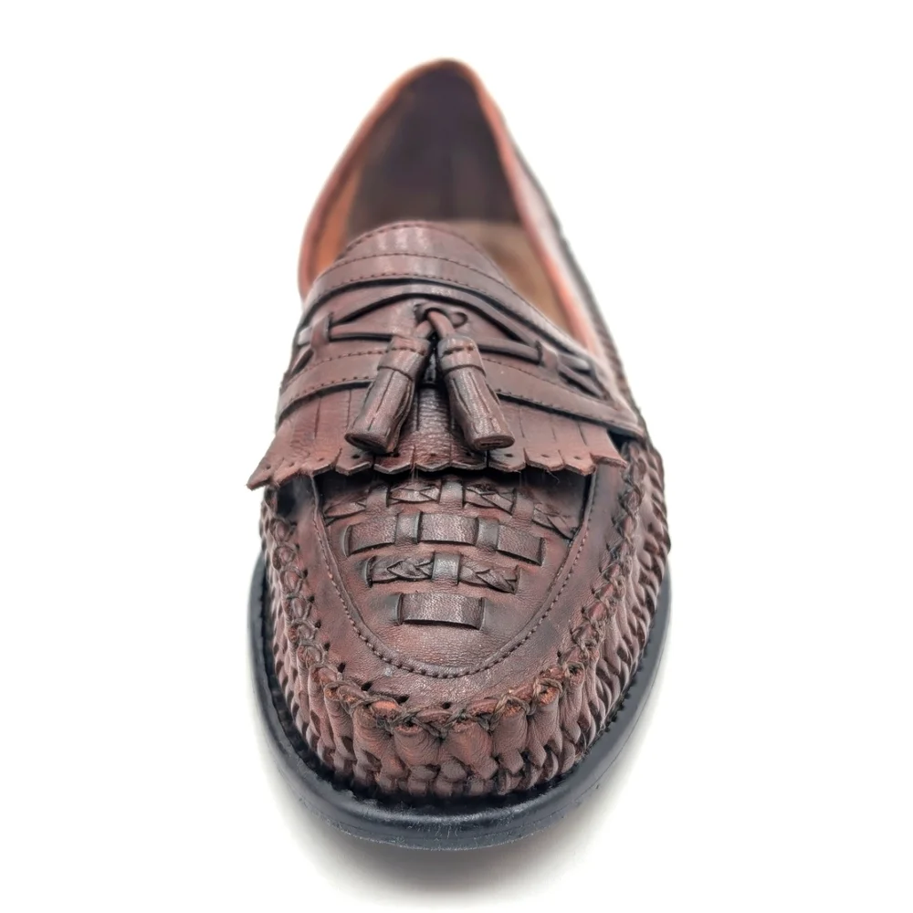 Nunn Bush Woven Leather Tassel Loafers Men's Sz 12M Brown Slip On Casual Preppy - Picture 3 of 17